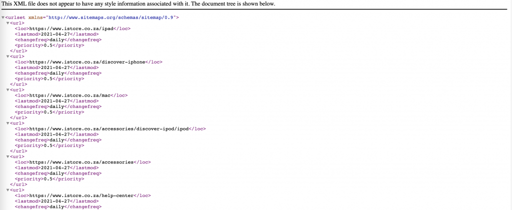 XML Sitemap Example