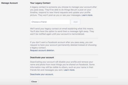 There are several steps to deleting your account. Be sure to complete all of them.